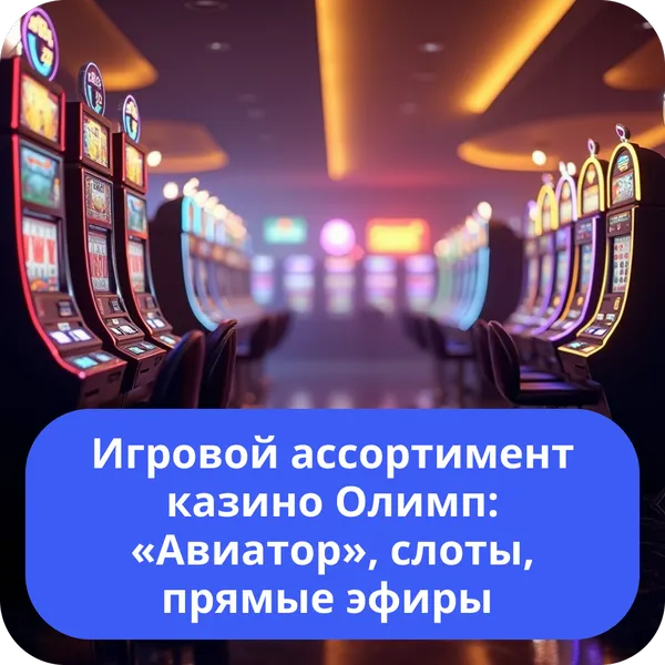 Игровой ассортимент казино Олимп: «Авиатор», слоты, прямые эфиры